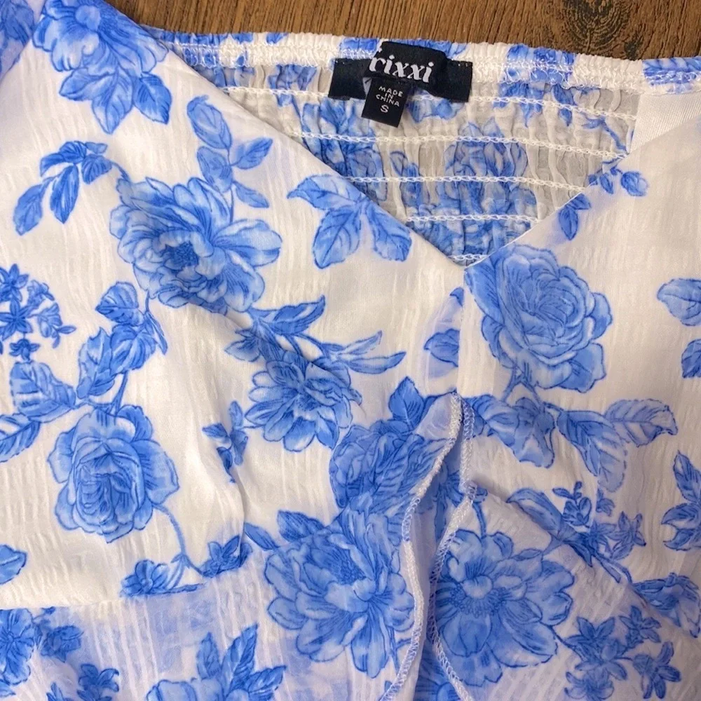 πΉ Trixxi πΉ NWT Blue & White Floral Ruffle Babydoll Dress - Picture 11 of 16